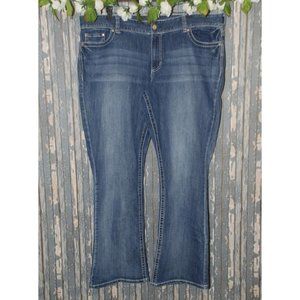 Maurices Women's Blue Jeans Plus Size 22 R Stretch Embroidered Flare Leg